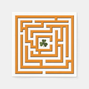 Serviette Jetable Shamrock au défi Orange Labyrinth