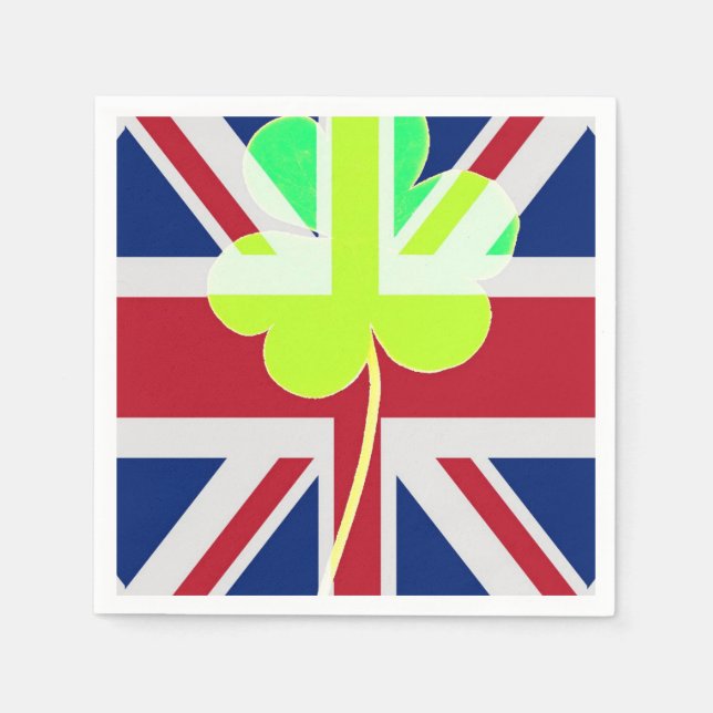 Serviette Jetable Shamrock du drapeau irlandais britannique Clover S (Devant)