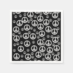 Serviette Jetable Signes de paix noirs et blancs