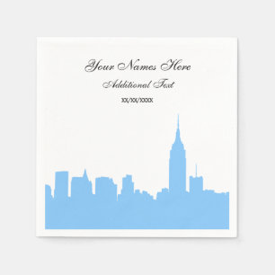Serviette Jetable Silhouette de la skyline de NYC bleu clair, ESB