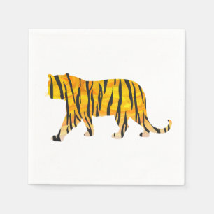 Serviette Jetable Silhouette Tiger noir et orange
