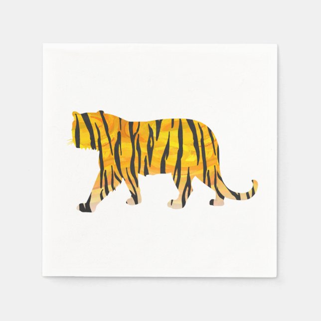 Serviette Jetable Silhouette Tiger noir et orange (Devant)