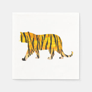 Serviette Jetable Silhouette Tiger noir et orange
