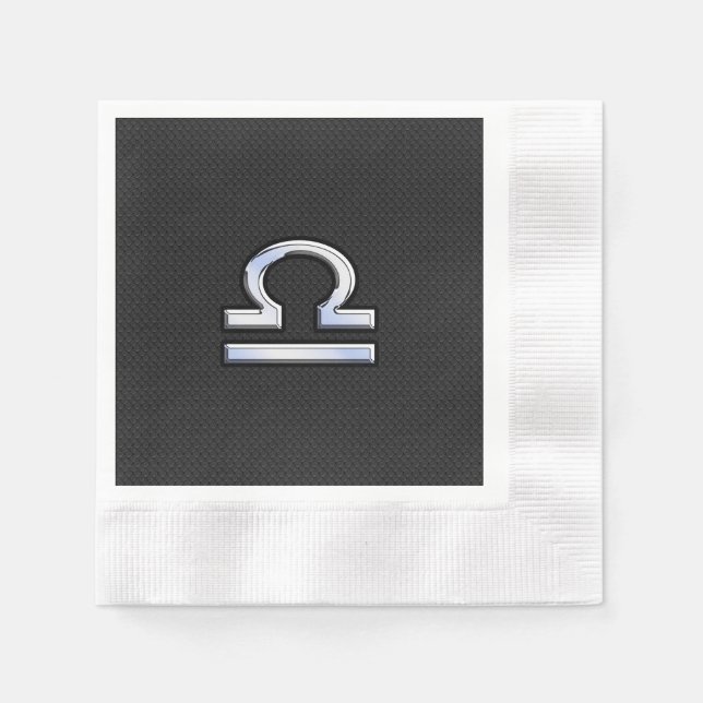 Serviette Jetable Silver Libra Zodiac Connexion en noir style peau d (Devant)