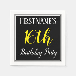 Serviette Jetable Simple, 16e fête d'anniversaire avec nom personnal