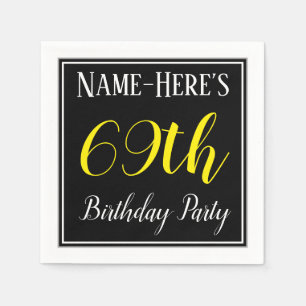 Serviette Jetable Simple, 69e fête d'anniversaire avec nom personnal