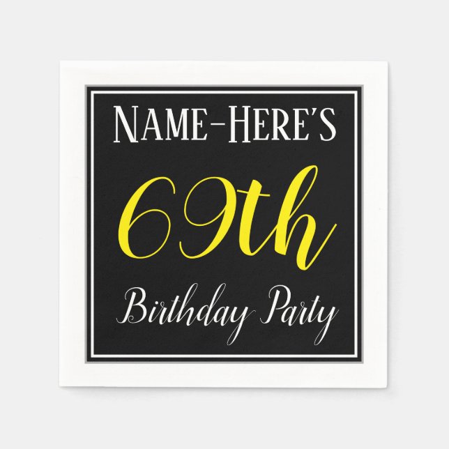 Serviette Jetable Simple, 69e fête d'anniversaire avec nom personnal (Devant)