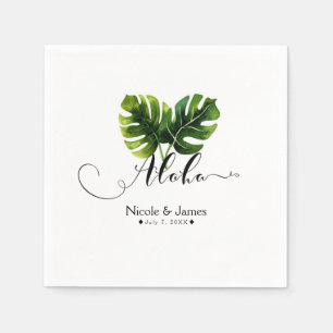 Serviette Jetable Simple Elegant Tropical Palm Feuille Mariage chic