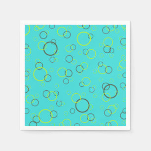 Serviette Jetable Simple Lime et cercles bruns sur Motif Turquoise