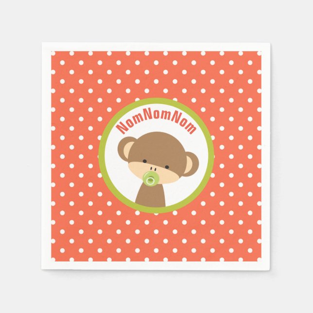 Serviette Jetable Singe bébé Brown avec Pacifier NomNomNom (Devant)
