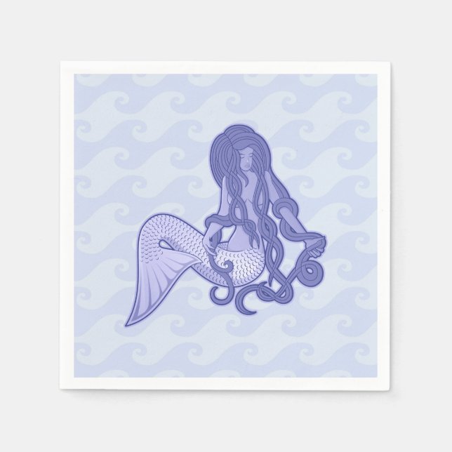 Serviette Jetable Sirène assise bleue (Devant)