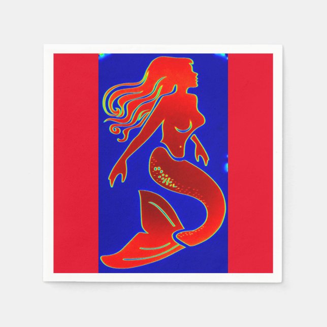 Serviette Jetable sirène rouge (Devant)