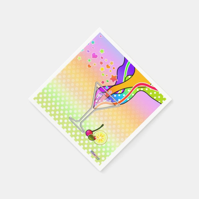 SERVIETTE JETABLE SIXTIES POP ART STYLE MARTINI (Coin)