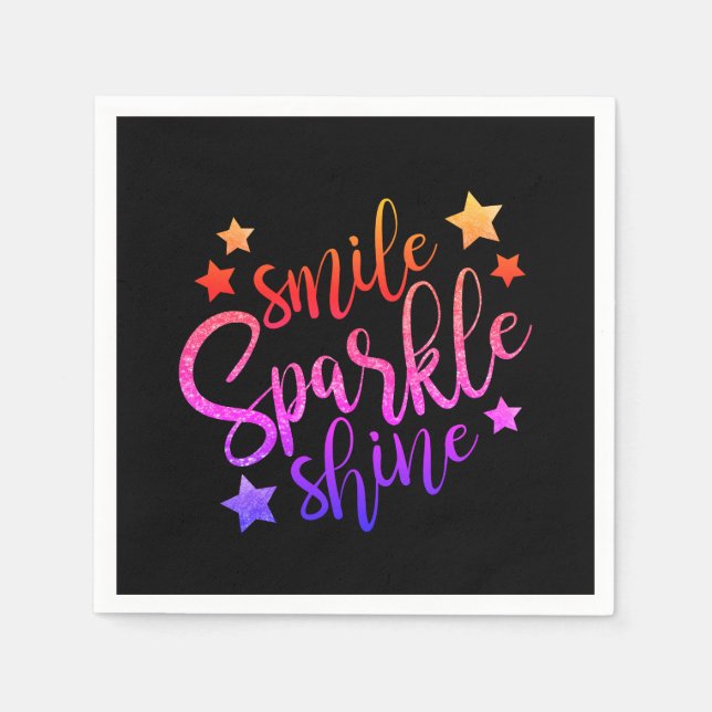 Serviette Jetable Smile Sparkle brillant noir multicolore (Devant)