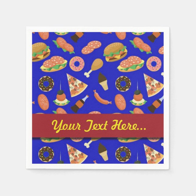 Serviette Jetable Snack Time Blue Picnic Napkins (Devant)