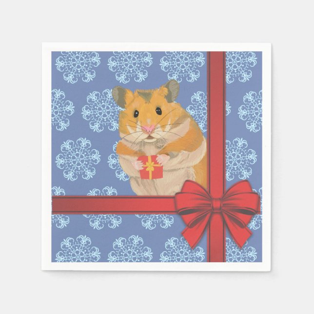 Serviette Jetable Snowflakes Christmas Hamster (Devant)