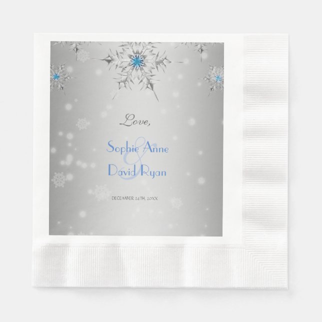 Serviette Jetable Snowflakes en argent Crystals Mariage perles en ar (Devant)