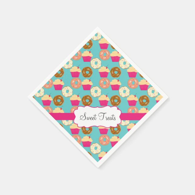 Serviette Jetable Soins sucrés, beignets et petits gâteaux (Coin)