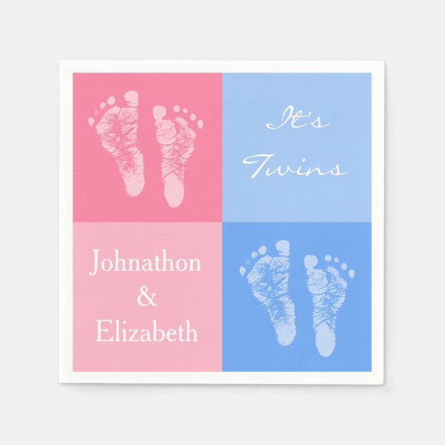Serviette Jetable Son jumeau garçon et fille mignonne rose bébé empr (Devant)