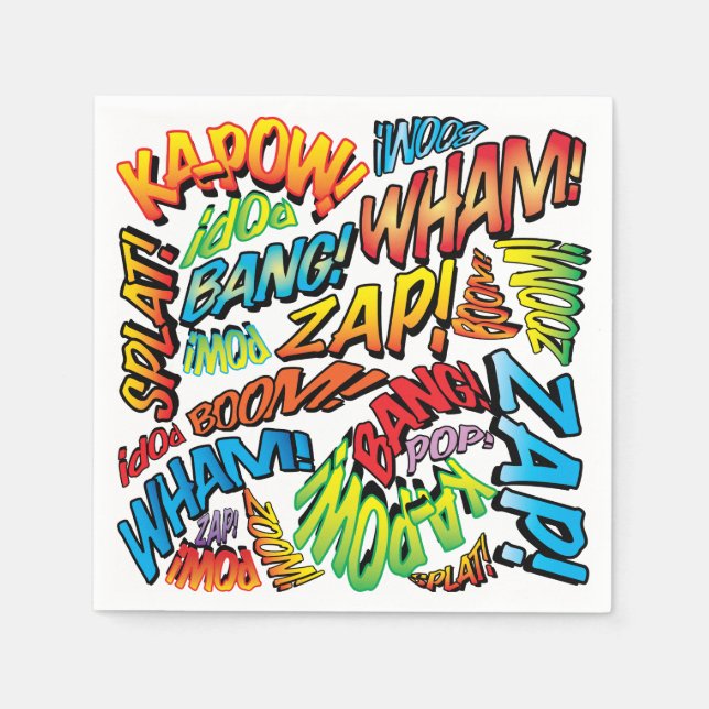 Serviette Jetable Sons de Bande Dessinée Rétro Amusants (Devant)