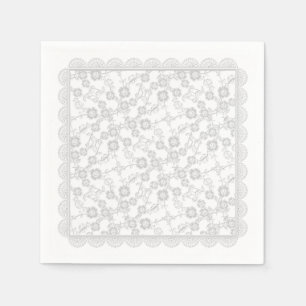 Serviette Jetable Spray Floral, Lace-Bridal White PAPER PARTY NAPKIN