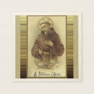 Serviette Jetable St Francis d'Assisi avec des lis de crucifix