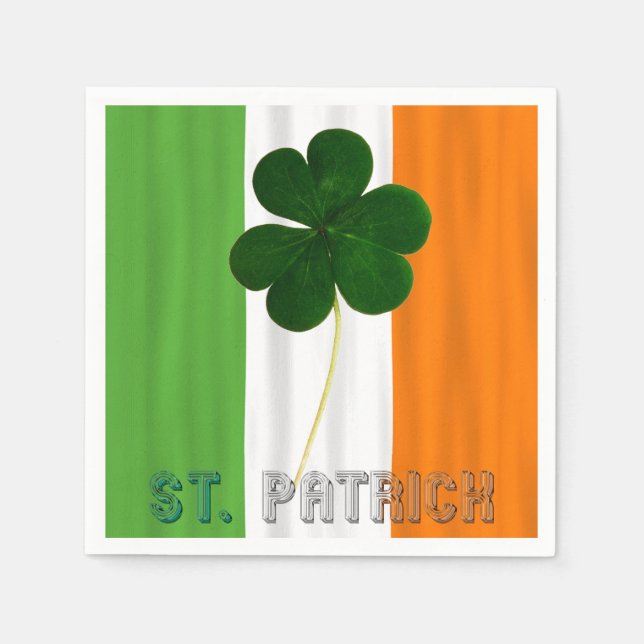 Serviette Jetable St. Patrick Shamrock Irlande Irlande Typographie (Devant)