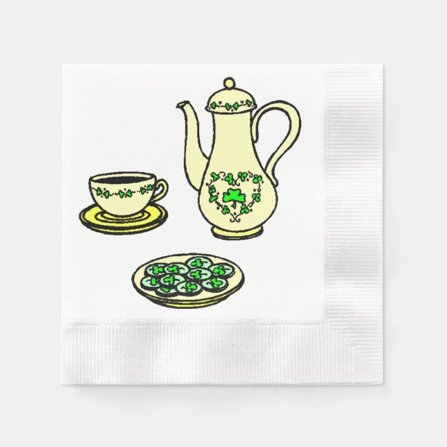 Serviette Jetable St. Patrick's Day Irish Tea Set Papier serviettes (Devant)