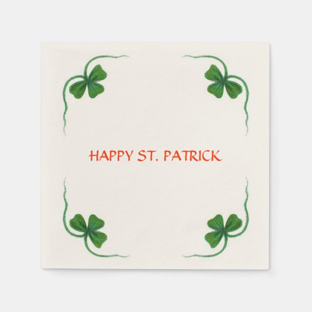 Serviette Jetable ST PATRICK'S DAY PARTY shamrock blanc vert (Devant)