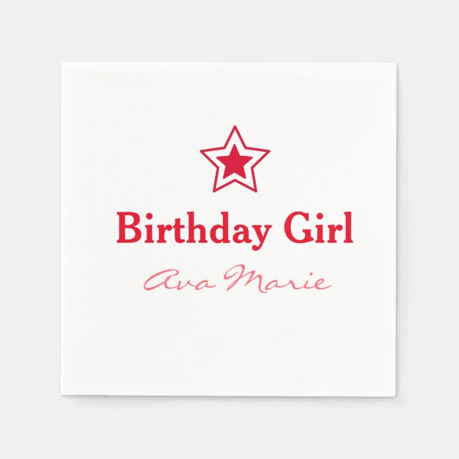 Serviette Jetable Star Birthday Girl Party (Devant)