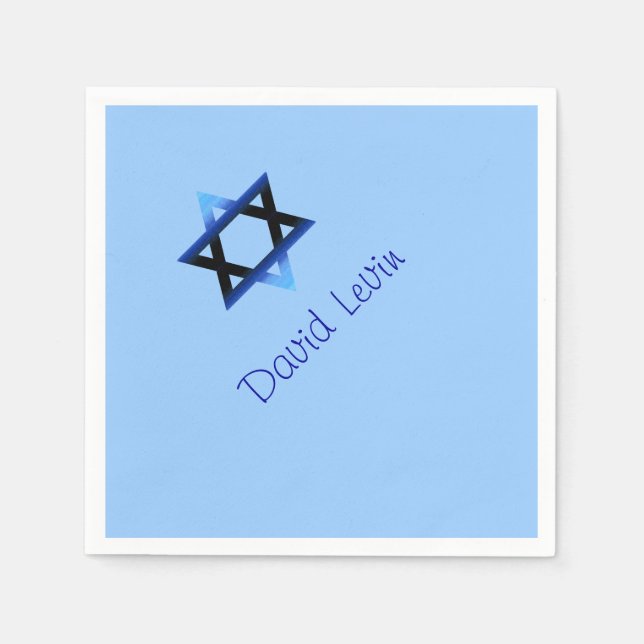 Serviette Jetable Star bleue de David Bar Mitzvah, Custom (Devant)