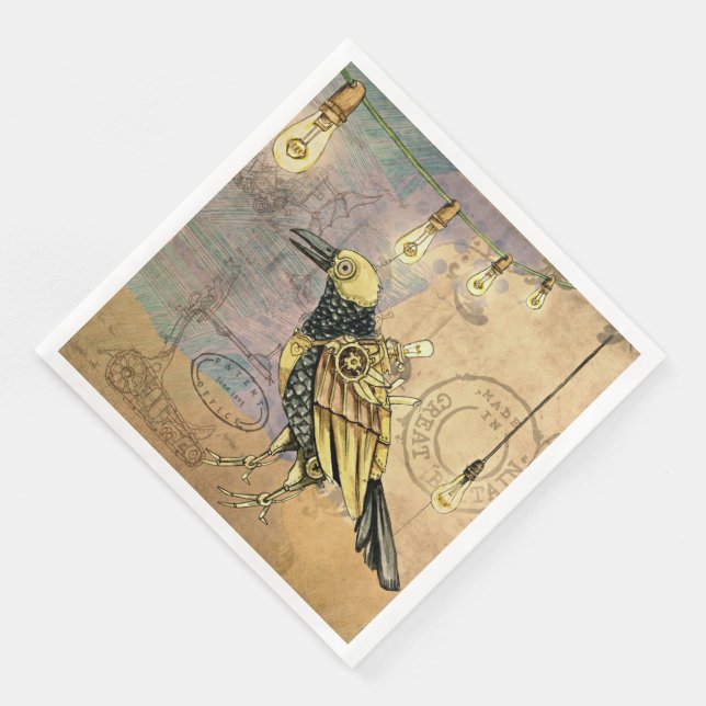 Serviette Jetable Steampunk Crow Cocktail Napkins (Coin)