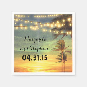 Serviette Jetable String Lights Sunset Beach Wedding