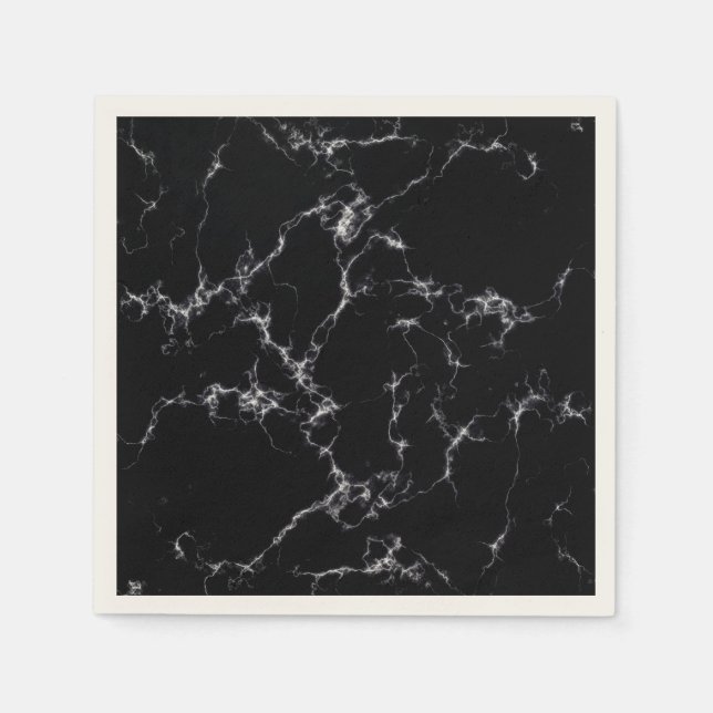 Serviette Jetable Style marbre élégant4 - Noir et Blanc (Devant)