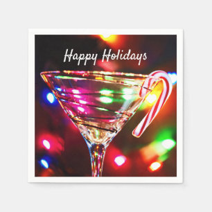 Serviette Jetable Sucre de canne de Noël sur verre cocktail