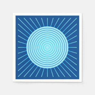 Serviette Jetable Sunburst géométrique moderne - Bleu de Cobalt et A