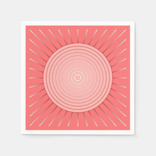 Serviette Jetable Sunburst géométrique moderne - Coral profond rose