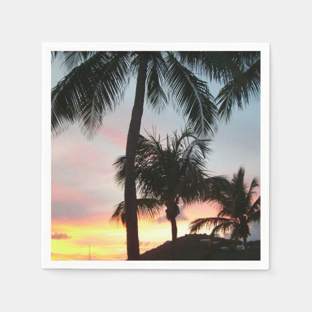 Serviette Jetable Sunset Palms Tropical Paysage Photographie (Devant)