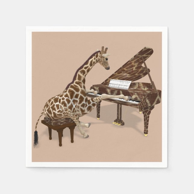 Serviette Jetable Sweet Giraffe Aime Jouer Piano (Devant)