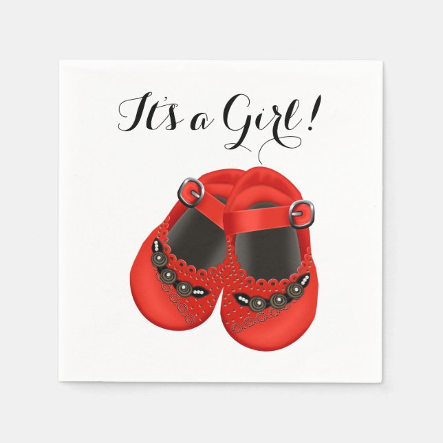 Serviette Jetable Sweet Red Baby Chaussure Baby shower (Devant)
