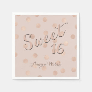 Serviette Jetable Sweet sixteen des confettis   d'or de rose de rose