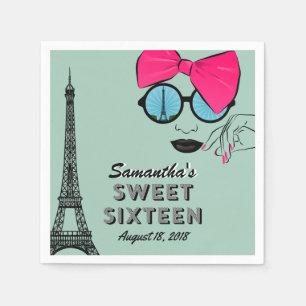 Serviette Jetable Sweet sixteen Paris Thème Anniversaire Papier Napk