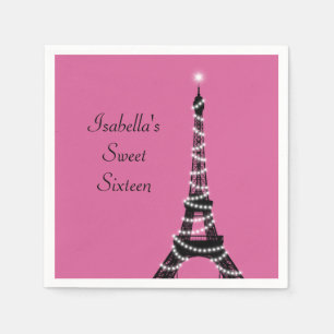 Serviette Jetable Sweet sixteen parisien élégant Napkin