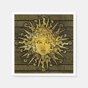 Serviette Jetable Symbole apollo Sun sur le Motif de clé grecque