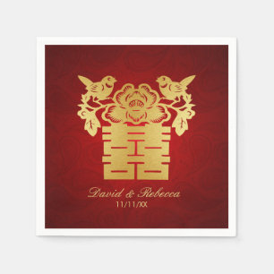 Serviette Jetable Symbole du bonheur double des Inséparables chinois