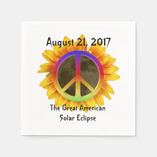 Serviette Jetable Symbole solaire Eclipse, tournesol et paix 2017 (Devant)