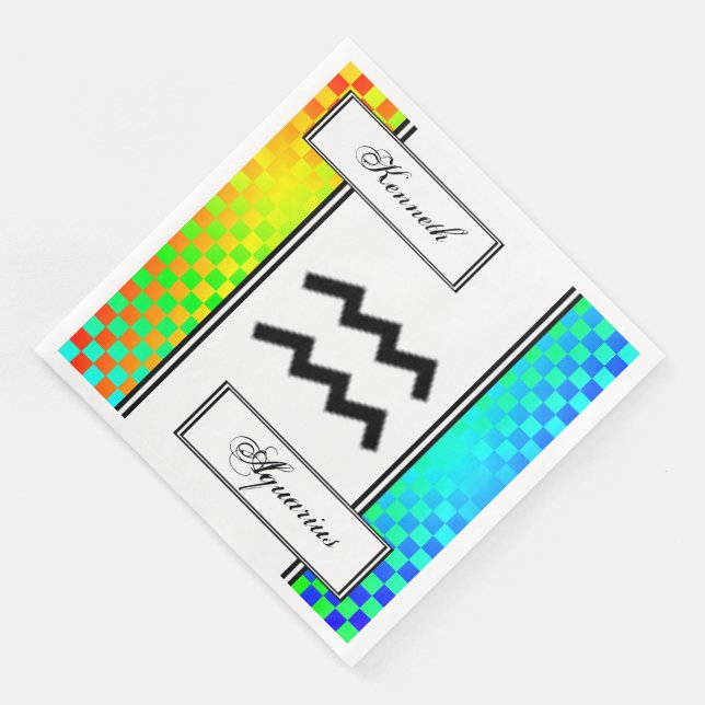 Serviette Jetable Symbole Zodiaque Aquarius Standard par Kenneth Yon (Coin)
