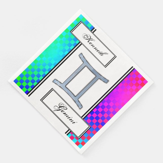 Serviette Jetable Symbole Zodiaque Gemini Élément par Kenneth Yoncic (Coin)