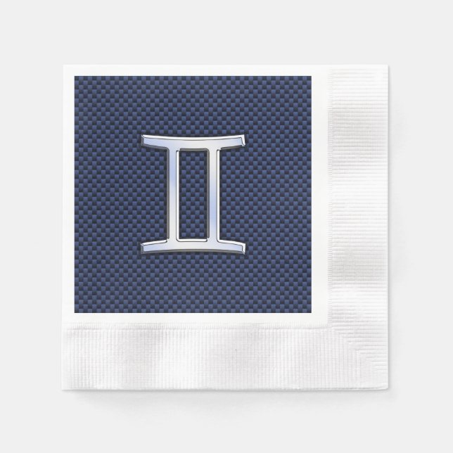 Serviette Jetable SYMBOLE Zodiaque Gemini Marine Bleu Fibre de carbo (Devant)