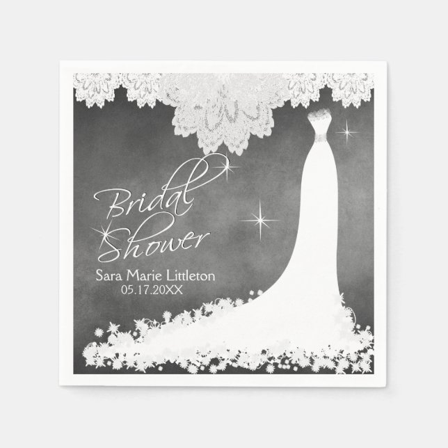 Serviette Jetable Tableau de bord de Fête des mariées avec dentelle  (Devant)